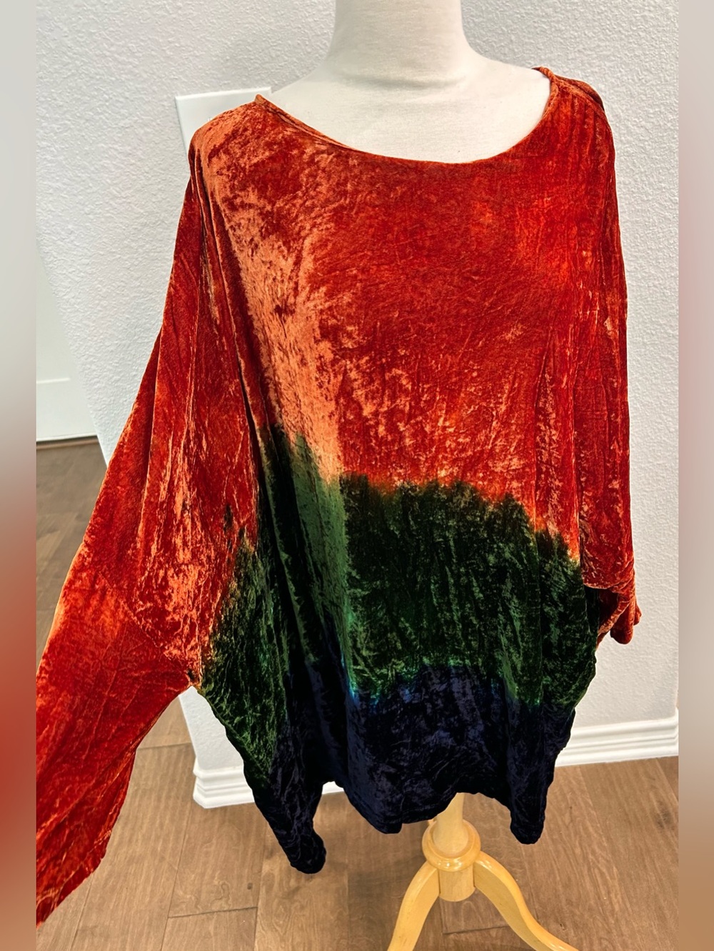 Kyla Seo hand made color block tie dye crushed velvet oversized top 3X